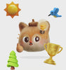 Smarty Squirrel with trophy, bird, sun and tree